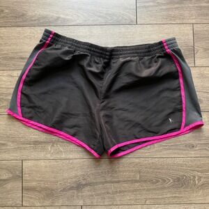 Danskin Now Womens XXL Black Pink Trim Athletic Running Shorts DL33B-200